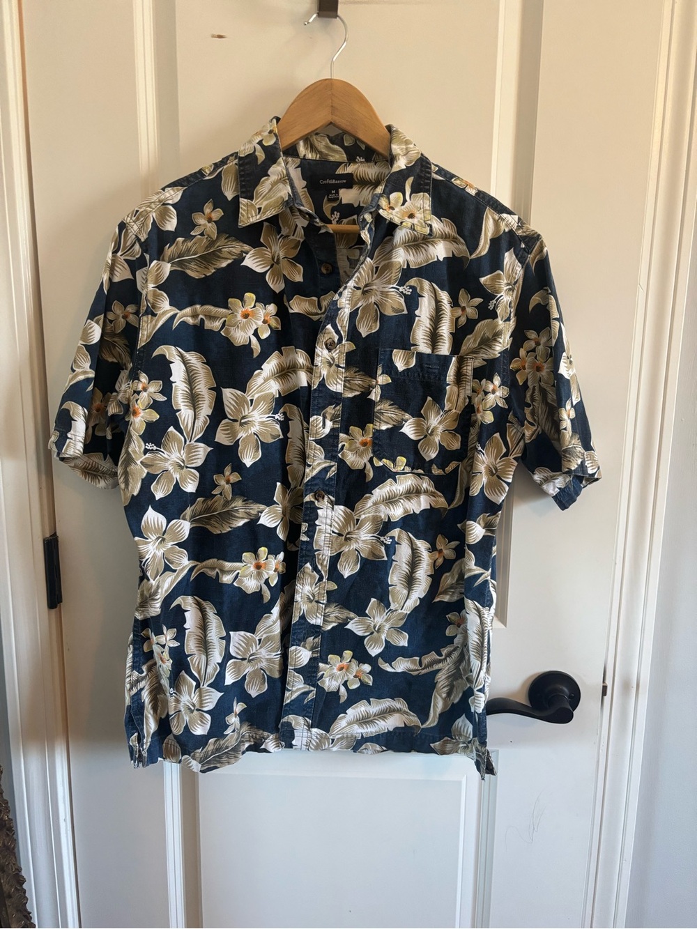 Craft and Barrow Men's Navy Floral Short-Sleeve Button-Up Shirt